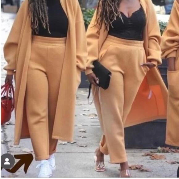 NEW Hayet Rida x Leze Marigold Yellow Elastic Waist Track pants Plus Size 3XL - Picture 1 of 9